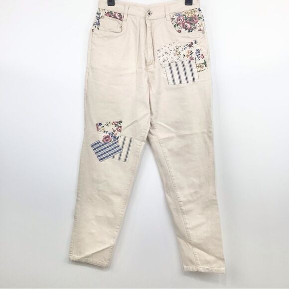 Gitano Vintage 80’s High Waisted Floral Pocket Cream denim Pants - Picture 1 of 13